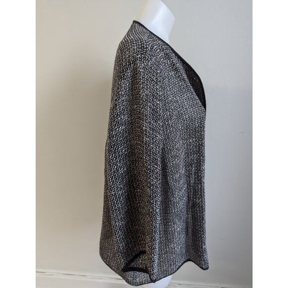 Eileen Fisher Plus Size 1X Textured Open Front Cardigan Black White Navy Cotton - Picture 4 of 8